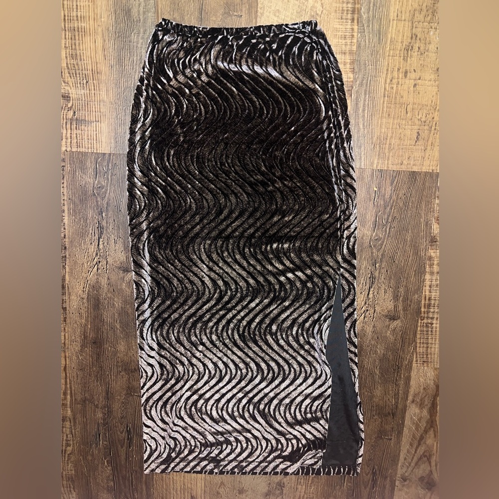 Vintage Ilyza Suede Slit Maxi Skirt